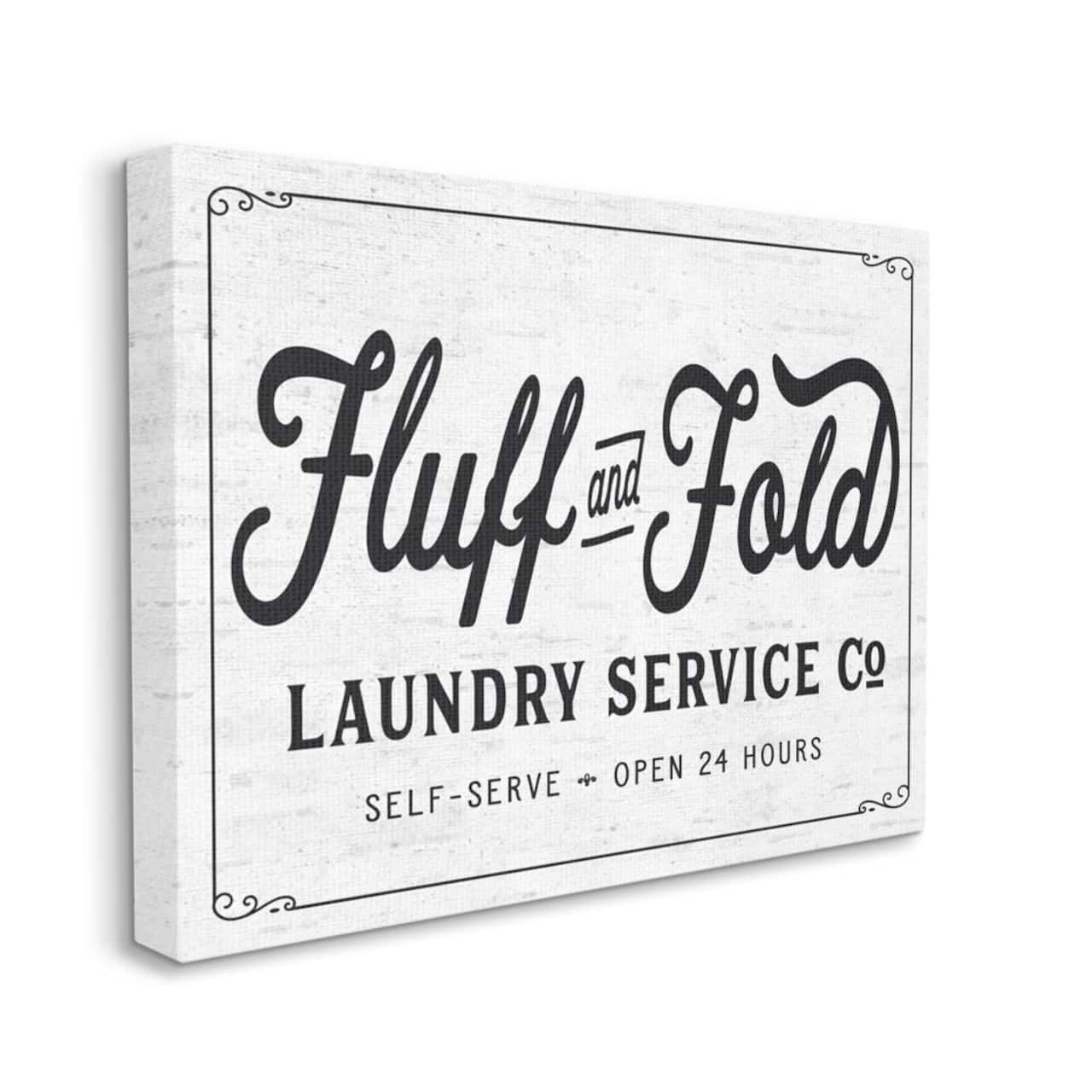 Stupell Industries Fluff and Fold Laundry Room Vintage Country Sign Canvas Wall Art